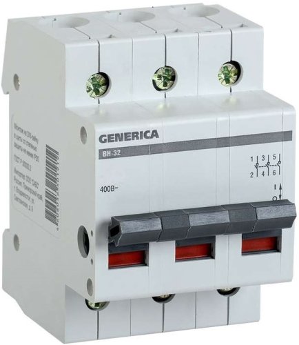 Выключатель нагрузки (мини-рубильник) IEK GENERICA ВН-32 3п 32А тип AC картинка